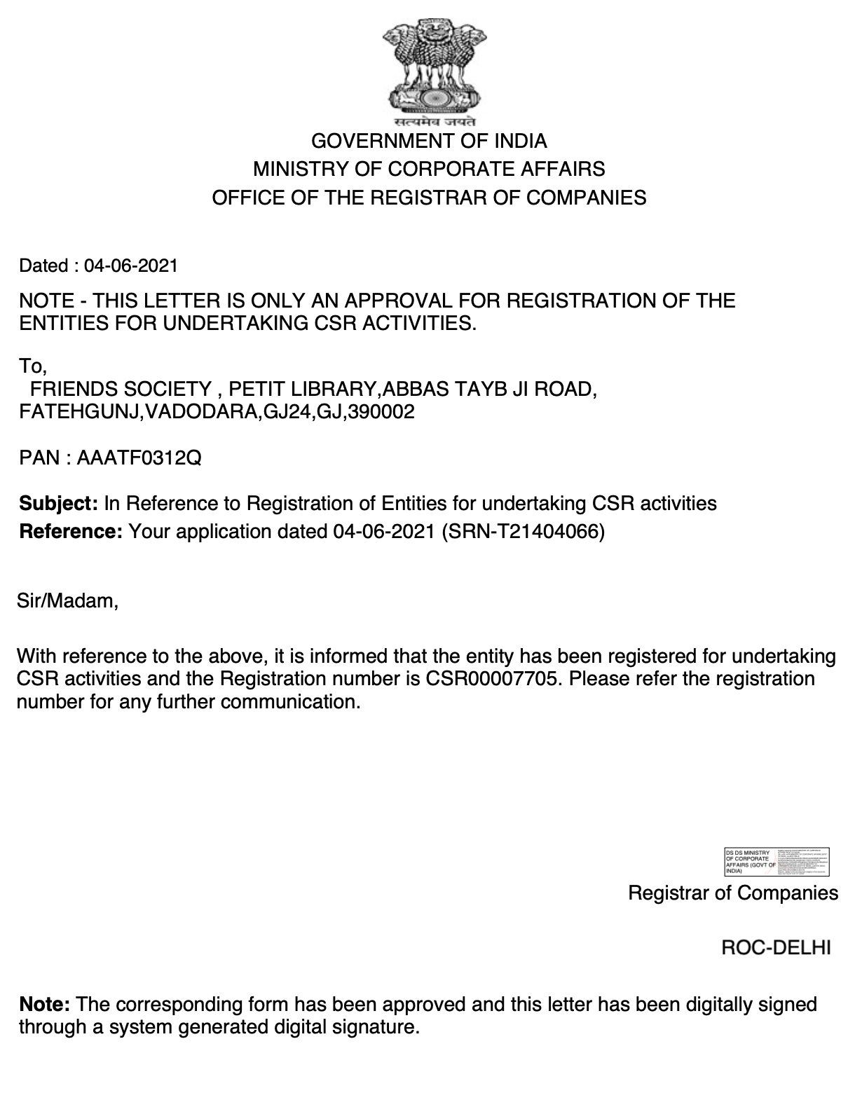 CSR Registration Certificate thumbnail