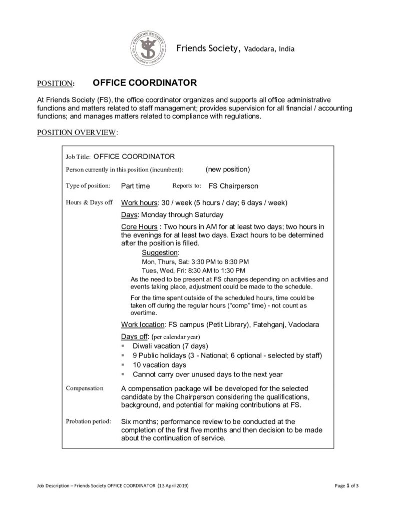 thumbnail of FS_Guide_Job Description Office Coordinator_Apr 2019